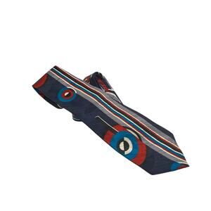 Oscar de la Renta Couture Silk Tie Geometric Mod Print Vintage USA Made